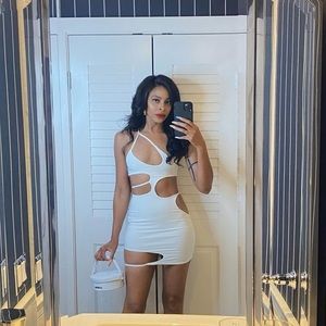 White cut out mini dress